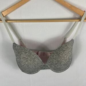 NWT VS Pink Wear Everywhere Demi Bra Grey Pink Size 32DD